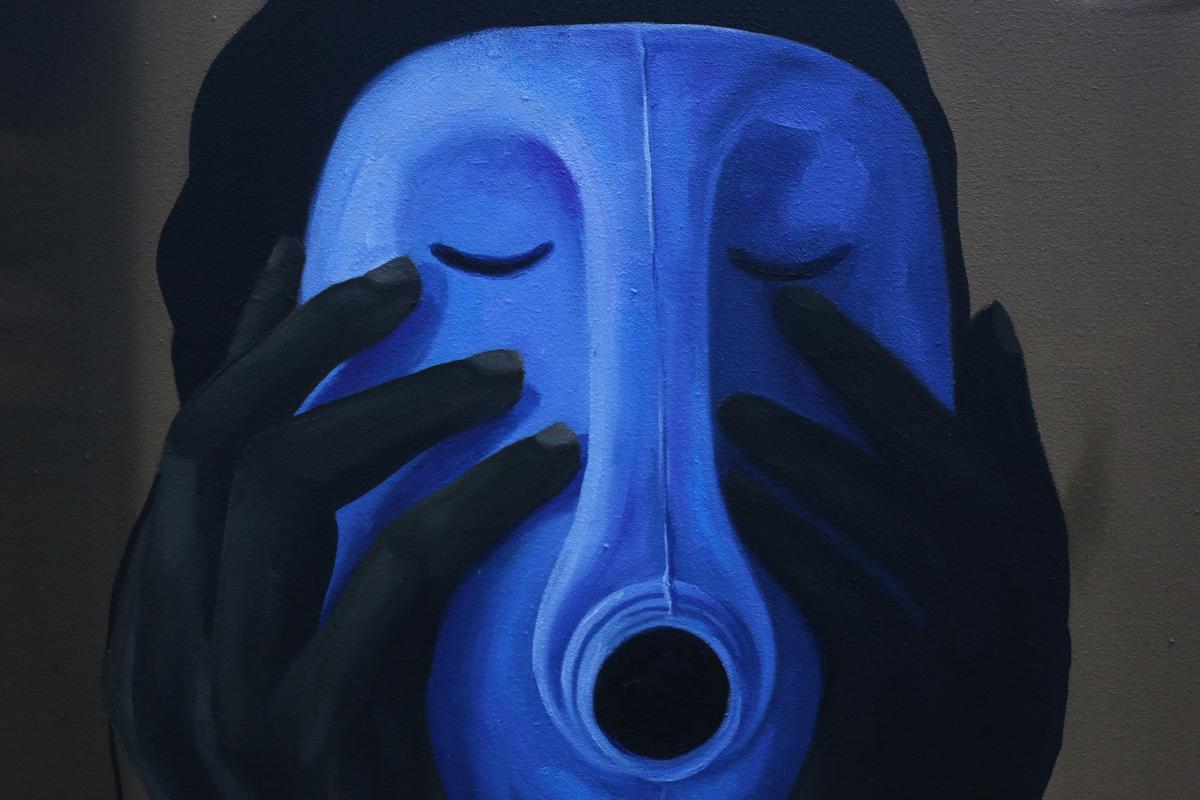 Blue Interior — Oil on canvas by LH Olanrewaju, 2025