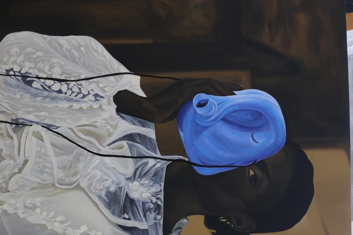 Unmasked II (Detail) — Oil on canvas by LH Olanrewaju, 2025