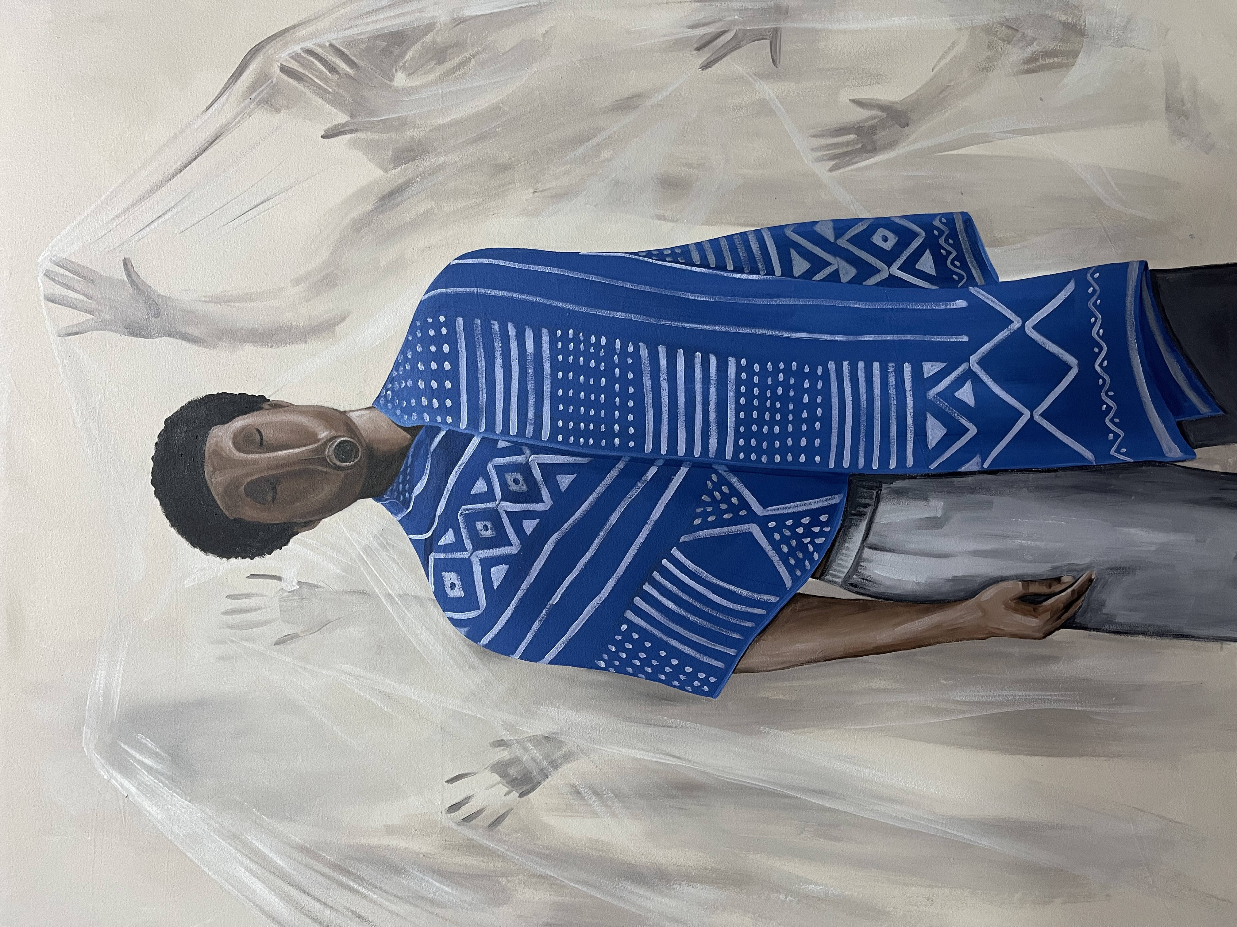 Yearning and waiting — Acrylic on canvas by LH Olanrewaju, 2024