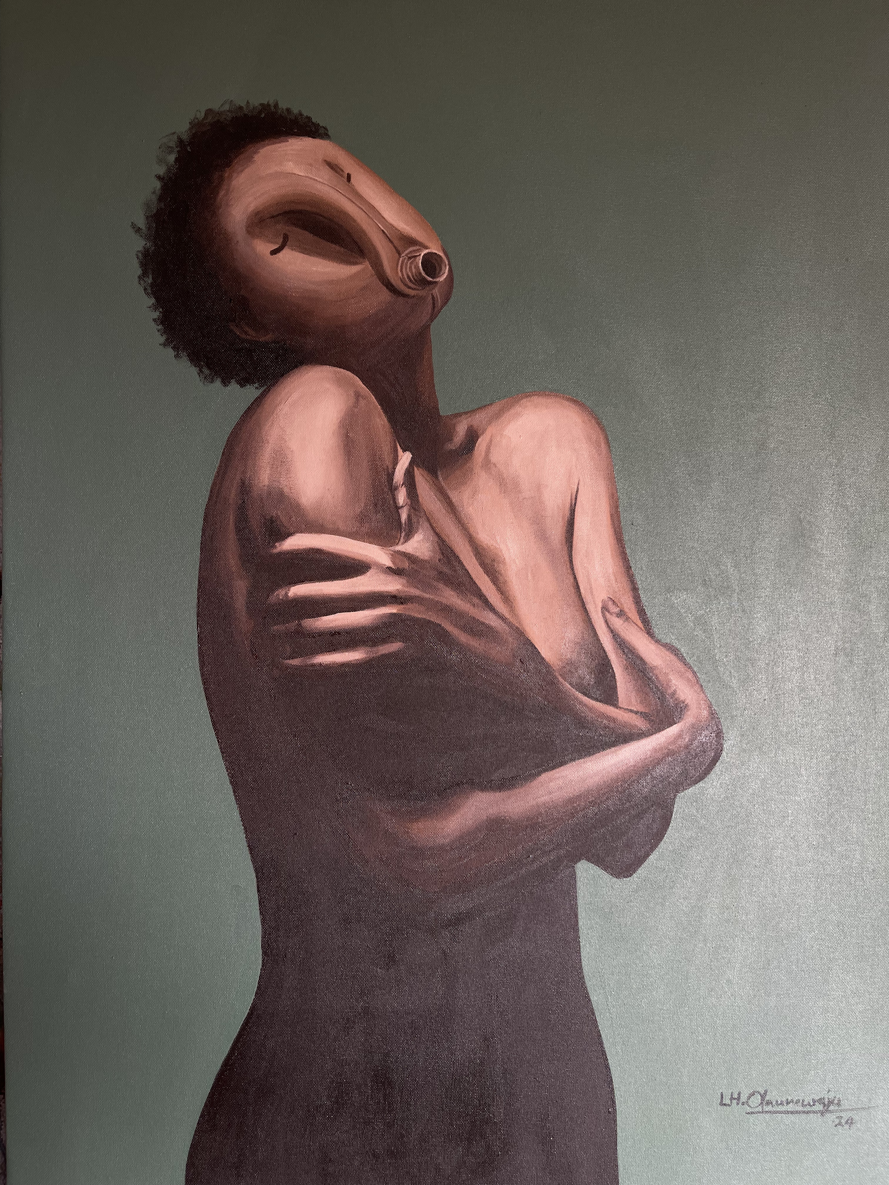 Untitled — Acrylic of tafetta by LH Olanrewaju, 2024