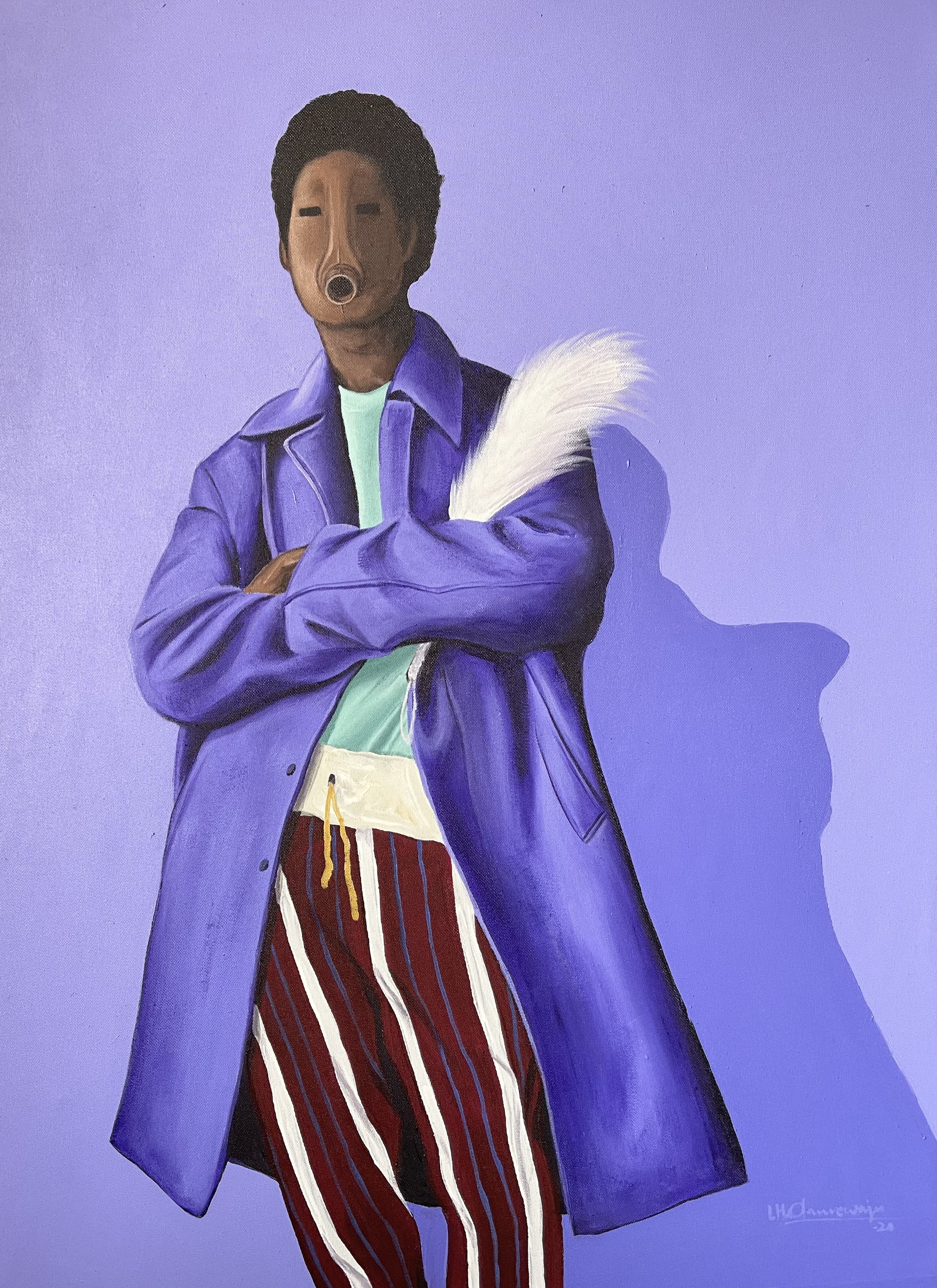 Coat of legacy — Acrylic on tafetta by LH Olanrewaju