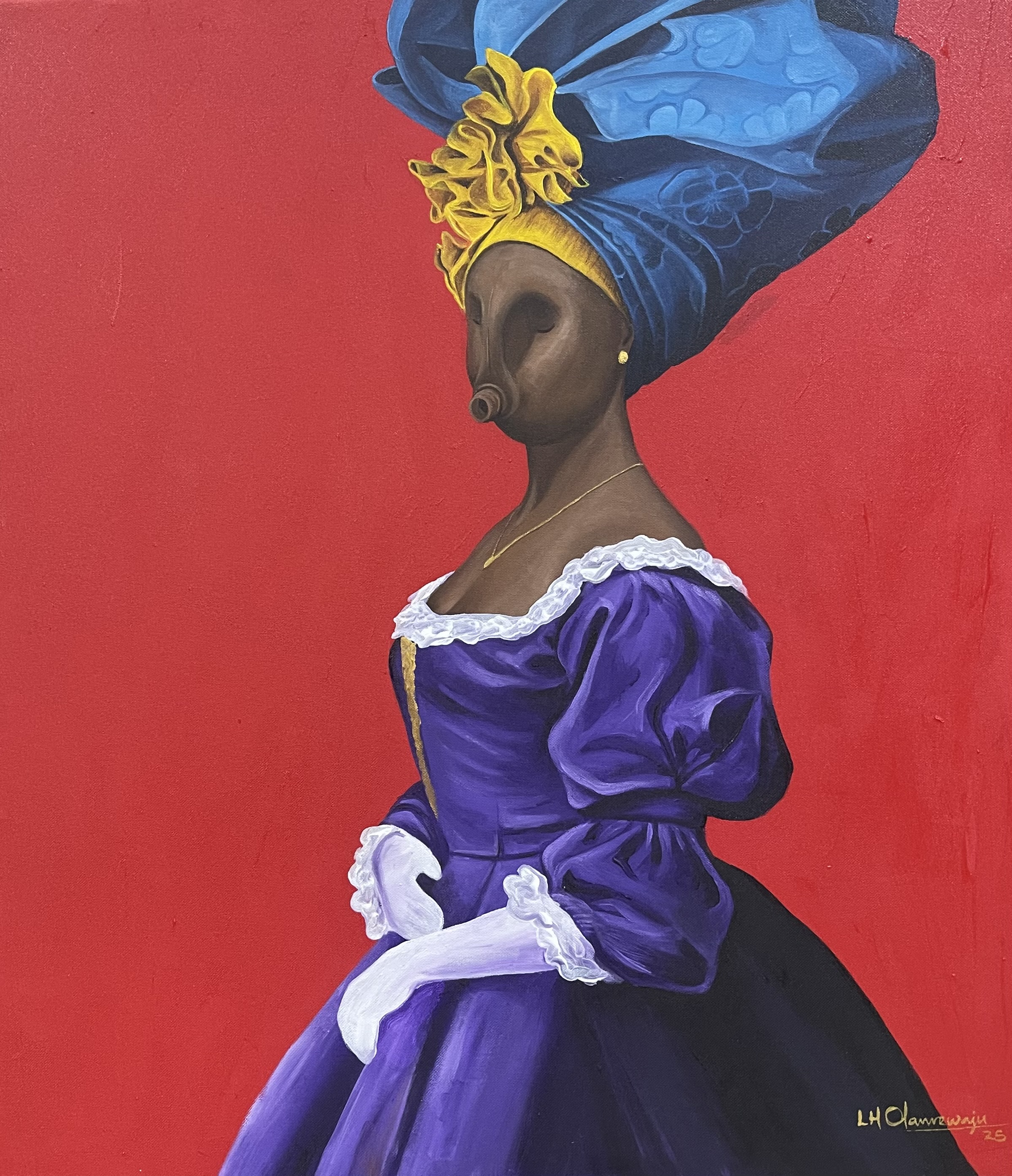 Madam kegs II — Acrylic on tafetta by LH Olanrewaju, 2025