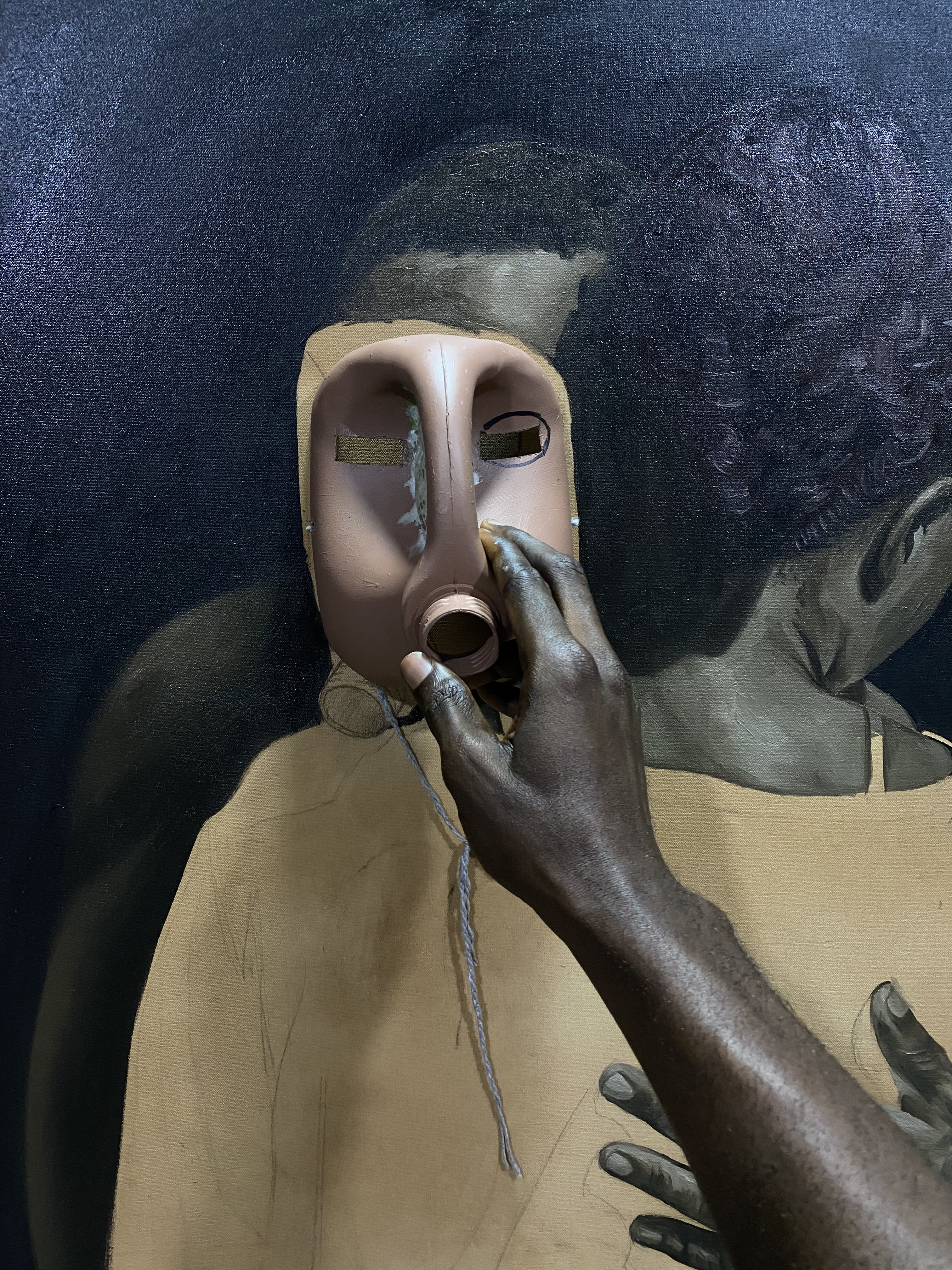 LH Olanrewaju in his Lagos studio, 2025